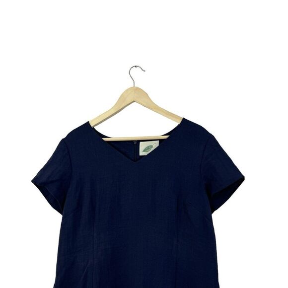 Nurture X-Large Dress Navy Blue V-Neck Short Sleeve Shift Rayon Nylon Womens - Picture 6 of 10
